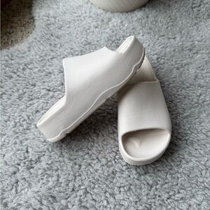 White Kids Platform Slide Sandals